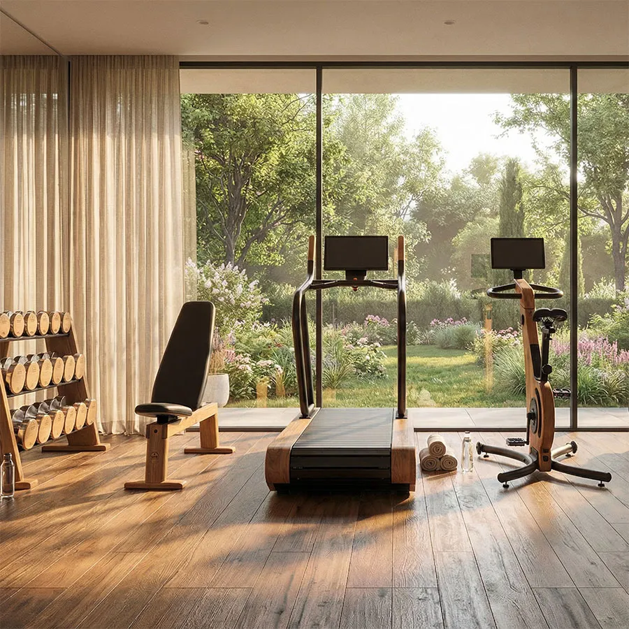 Hotelfitness met NOHRD- en WaterRower-apparatuur.
